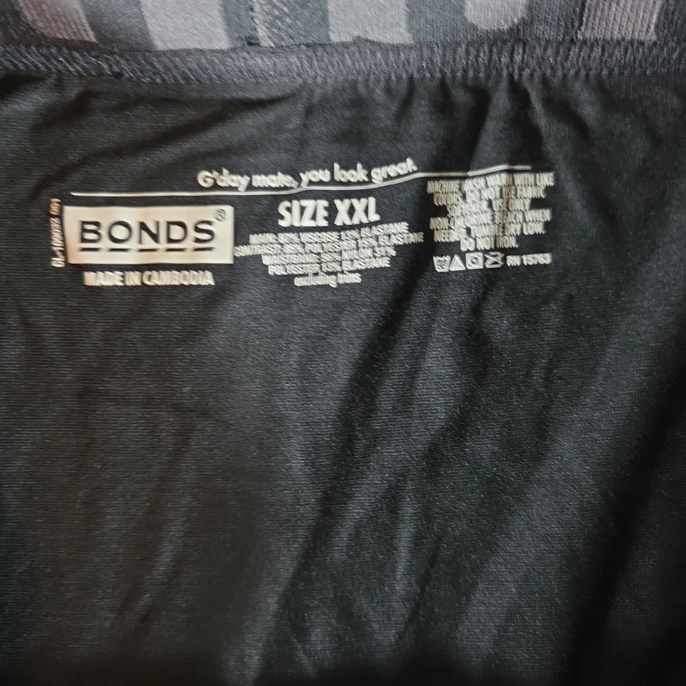Bonds Underwear Anti-Chafing Boxer XXL 3 Pack Black & Grey/Green/Gold